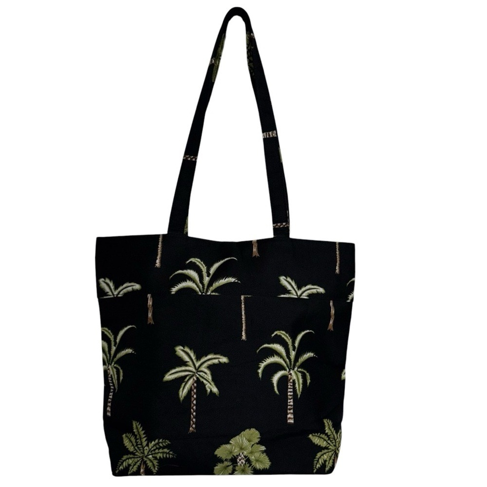 Festival Black and Green Tropical Print Tote Bag